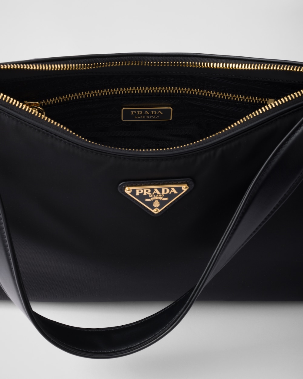 Prada Aimée Large Re-Nylon and Leather Shoulder Bag With Padlock - Image 5